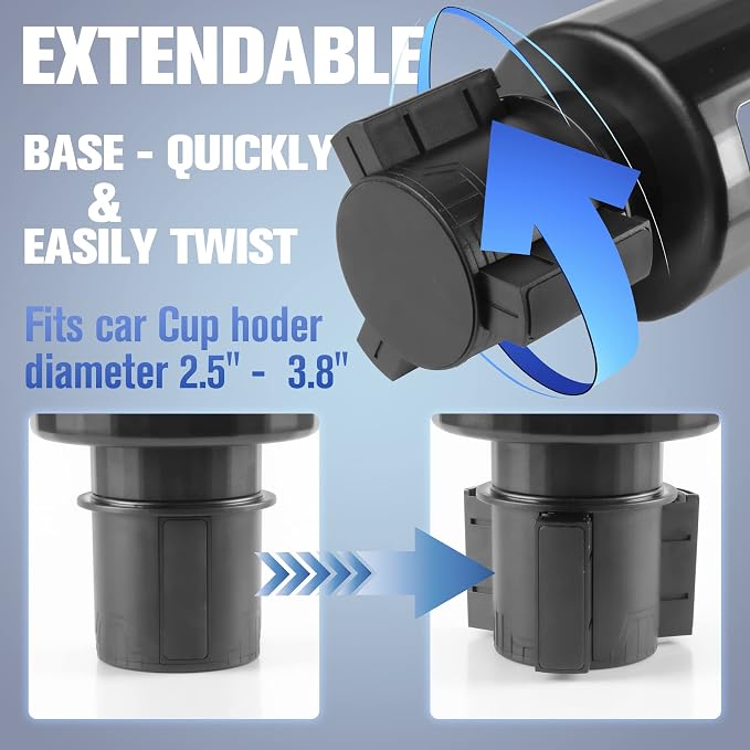 Car Cup Holder Expander with Adjustable Base, Large Bottles & Big Drinks Diameter in 3.2"-4.0" Car Interior Accessories Fit for Vehicles, RV's, Trucks