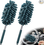 2 PCS Car Interior Duster with Extension Pole, Microfiber Car Dusters with Bendable Head, Cars Duster Exterior&Interior Scratch Free, for Cleaning of Vehicle Details, Offices, Window(Nude Blue)