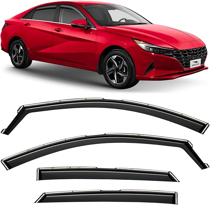 Voron Glass in-Channel Extra Durable Rain Guards for Hyundai Elantra 2021-2026, Window Deflectors, Vent Window Visors, 4 Pieces - 220225