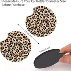 Leopard Cheetah Print Steering Wheel Cover 15 Inch + 2pc car Coasters | Universal Anti-Slip Breathable Animal Print Matching Set for Men Women