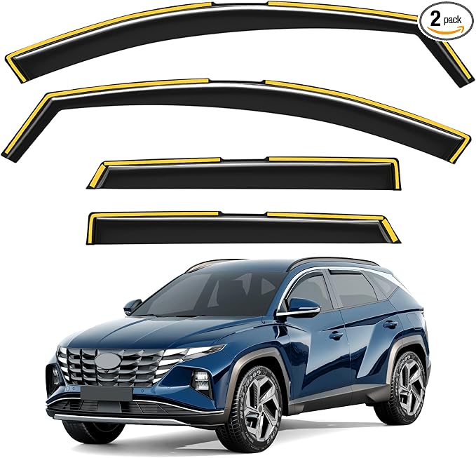in-Channel Window Rain Guards Fit for Hyundai Tucson 2022 2023 2024 2025 2026 Rain Guards Extra Durable Window Deflectors Visors Vent Visors Vent Shades Car Accessories -4 pcs
