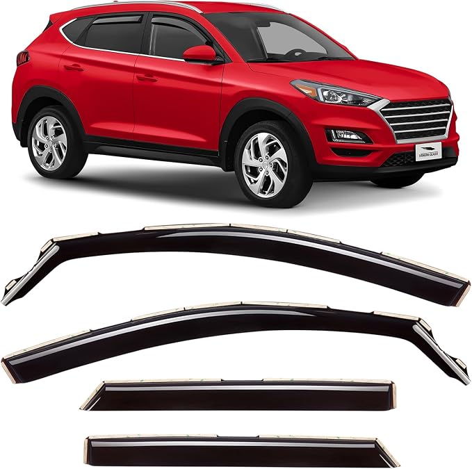 Voron Glass in-Channel Extra Durable Rain Guards for Hyundai Tucson 2016-2021, Window Deflectors, Vent Window Visors, 4 Pieces - 201243