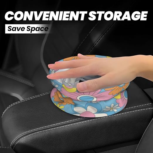 Retro Flowers Car Trash Can Small Portable Car Garbage Bag for Back Front Seat RV's Camping Accessories