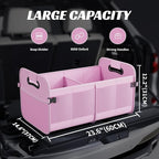 Trunk Organizer for Car - 70L Collapsible Car Storage with 11 Pockets & Reinforced Handles, SUV Trunk Organizers for Grocery Cargo(Pink)