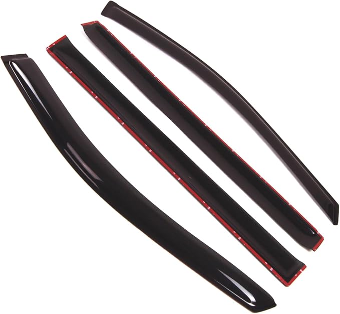 WD2-104 Dark Smoke 4 Pcs Set Window Visor (Outside Mount) Deflector Rain Guard Compatible with 2008-2016 Chrysler Town & Country