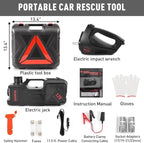 Electric Car Jack Kit 5 Ton 12V Hydraulic Floor Jack with Impact Wrench and Inflatable Pump for SUV Car Emergency Repair Tire Change Kit with LED Light