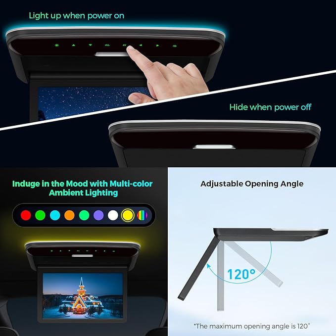 10.2 Inch Car Overhead Player 1280 * 720 IPS Screen Car Roof Mounted Flip Down Car TV Support HDMI, USB, AV Input (No DVD Drive)