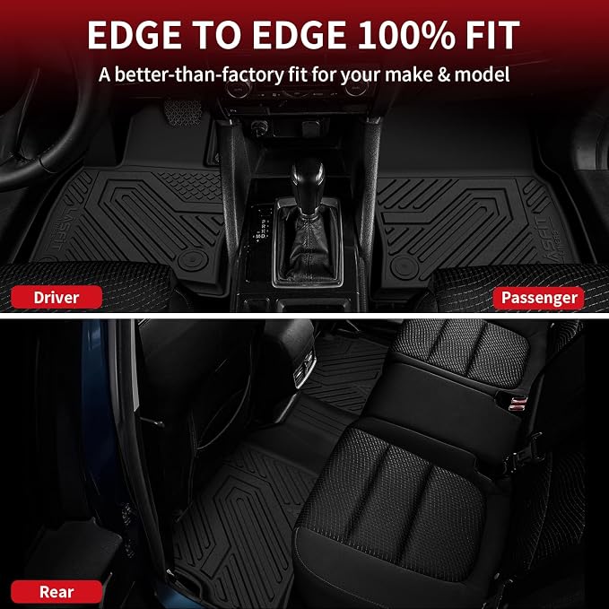 Floor Mats & Backrest Mats & Trunk Mat for Mazda CX5 2017-2025 All Weather TPE Custom Fit Floor Liners Car Mats Accessories, Include 1st & 2nd Row & Seatback & Cargo Mats, Black
