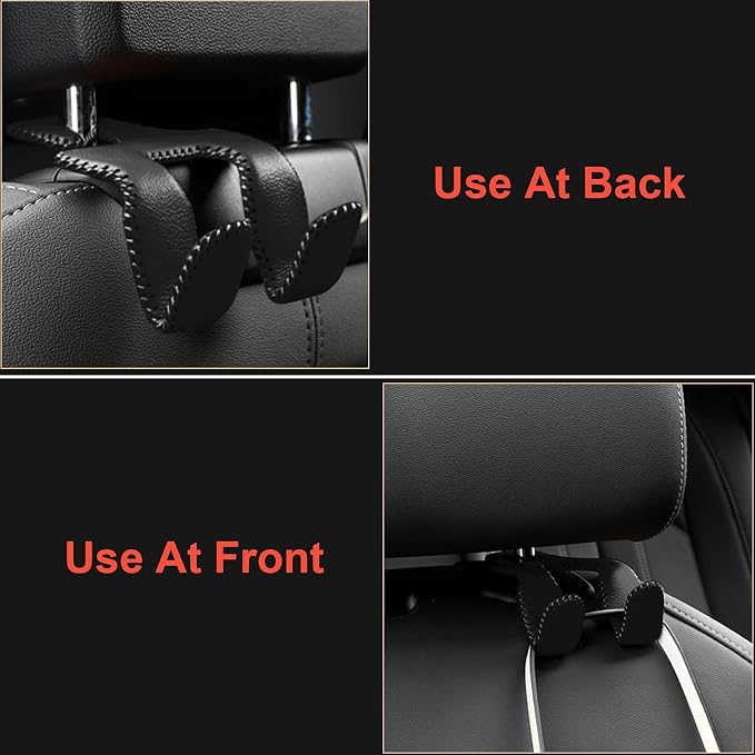 【2021 Upgraded】 Car Purse Hook, 2 in 1 Car Seat Headrest Hooks Durable Hanger Storage Holder Leather Organizer for Hanging Grocery Bags, 1 Pack, Brown