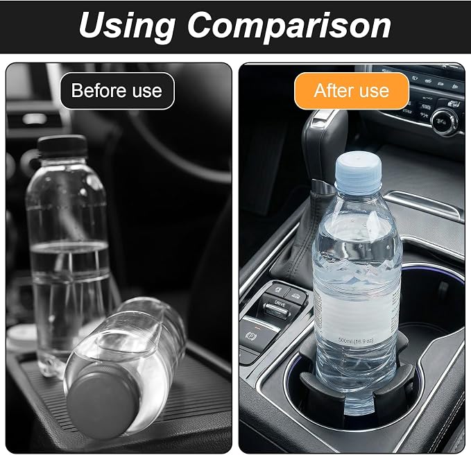 2 Pcs Car Cup Holder Expander, Adjustable Cup Holder for Cars Automotive Slim Can Cupholder Insert Adapter with Self-Adhesive & Suction Cups Secure Drink Holders for Car SUV Truck