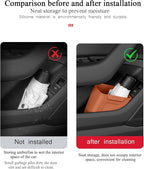 Car Interior Storage Box, Black Silicone Door Side Organizer with Umbrella Holder and Trash Can, Vehicle Accessory (Orange)