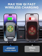 Wireless Car Charger, 15W Fast Charging Auto Clamping Car Phone Holder Charger, Air Vent Car Phone Holder Mount for iPhone 17/16/15 Pro Max Air, Galaxy S26/25 Ultra, Pixel 10 Pro and More