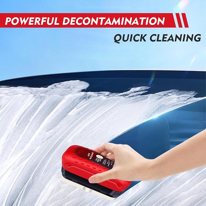 Automotive Oil Film Cleaning Brush, Upgraded Antifog & Rainproof Glass Cleaning Board, Reusable Glass Oil Film Remover for Car Windows & Windshields (Red)