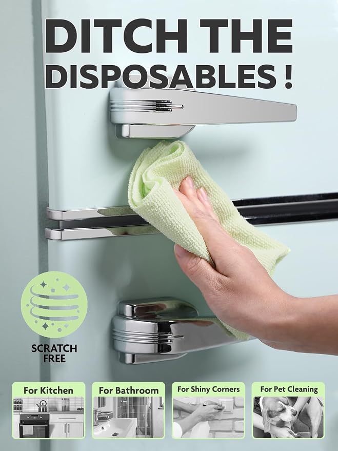 Microfiber Cleaning Cloth Roll- 75 Sheets, 12" x 12" (Green) | Super Absorbent, Lint-free, Tear-away Microfiber Towel Roll, for All-Purpose Cleaning, Reusable Alternative to Paper Towels