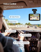V100 4K Dash Cam Front and Rear, Free 64GB Card Dashcam Car Camera | 4" Touch Screen, STARVIS 2 Night Vision, GPS, 5G WiFi up to 20MB/s, Voice Control, 24H Parking Mode, G-Sensor Loop Recording
