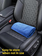 1PC Waterproof Towel Car Seat Cover - 525g Heavy Duty 3-Layer Microfiber Sweat Protector for Bucket Seats - Non-Slip Machine Washable Universal Fit for Gym, Yoga, Beach, Pets & Outdoors-Blue