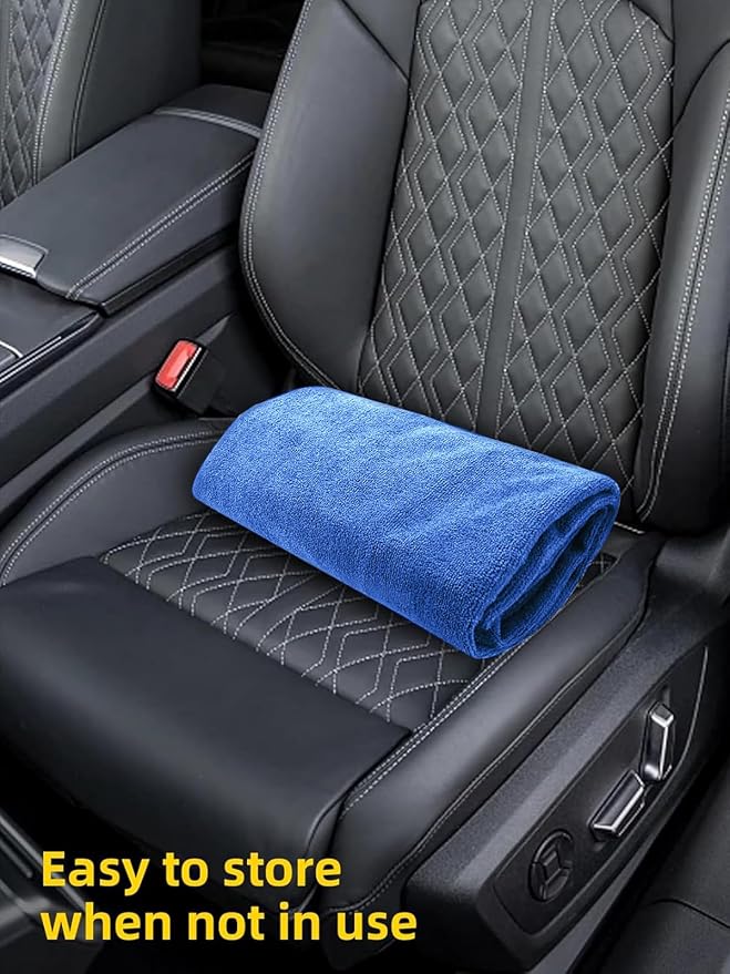 1PC Waterproof Towel Car Seat Cover - 525g Heavy Duty 3-Layer Microfiber Sweat Protector for Bucket Seats - Non-Slip Machine Washable Universal Fit for Gym, Yoga, Beach, Pets & Outdoors-Blue