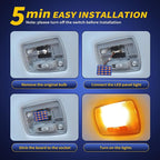 Car Interior LED Lights Accessories with 194 168 T10 / BA9S / DE3175 6418 211-2 578 Festoon Adapters, 48-SMD Panel Lamps for Dome Map Door Trunk Courtesy License Plate Lights (Amber Yellow)