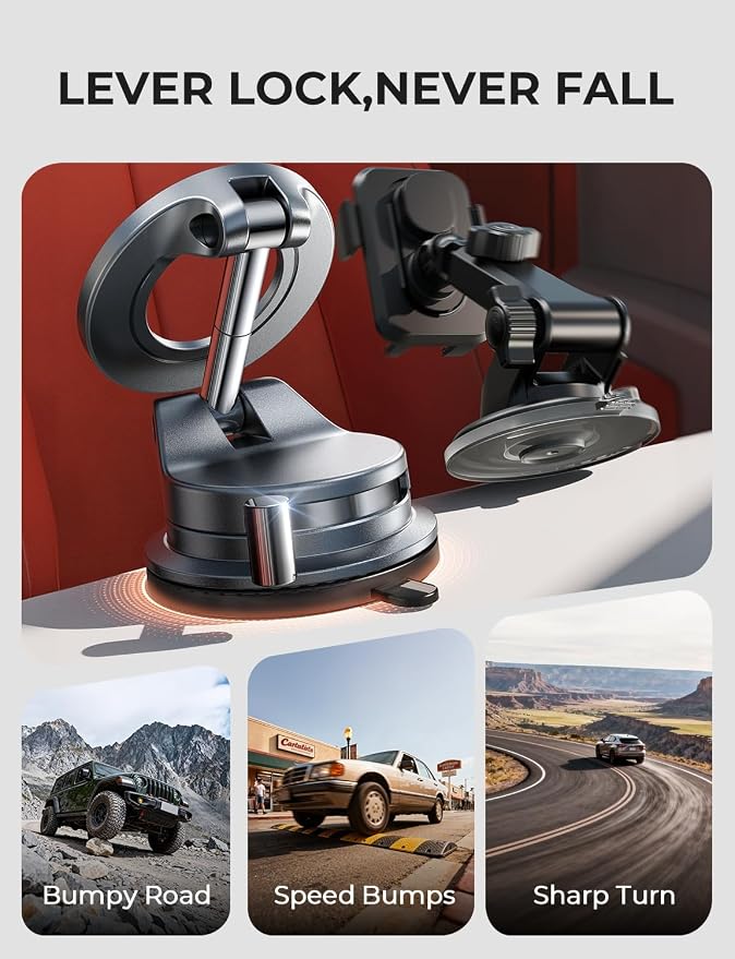 2 Pack for Magsafe Car Mount, Magnetic Phone Holder for Car, Strong Magnetic Car Phone Mount, 89 LBS Suction Phone Mount Vacuum, Dashboard Gifts Phone Holders for Your Car Mount for iPhone 17 | Automotive Dashboards