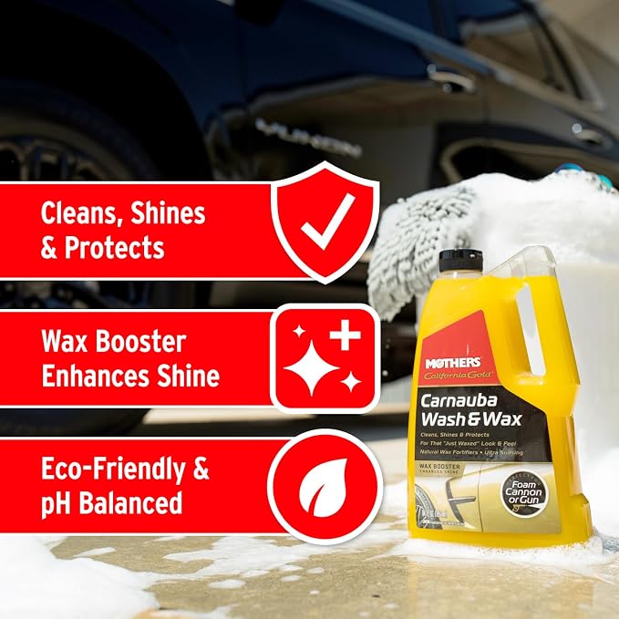 California Gold Carnauba Wash & Wax, 64 oz. — Cleans, Shines & Protects – Gentle, pH Balanced, Ultra-Sudsy for a Spot-Free, Brilliant Finish. Biodegradable & Won't Strip Wax or Ceramic (05674)