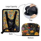 Cat Flower Print Car Trash Can with Lid, Leak Proof Auto Trash Bag Hanging Vehicle Garbage Can Multipurpose Storage Container for Back Seat Road Trip
