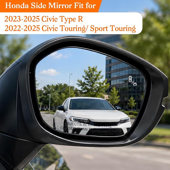 Passenger Side Mirror Replacement Fit for 2022 2023 2024 2025 Honda Civic with Power Adjustment, Heated, Signal Lamp, Blind Spot Monitor, Right Side View Mirror for Honda Civic, HO1321352 8 (Pins)