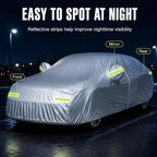 5-Layer Heavy Duty Car Cover for Sedans (185"L x 74"W x 60"H) | Waterproof Vinyl Outer,All-Weather Outdoor Indoor | Windproof Straps, Mirror Pockets, Door Zipper | UV Snow Rain Dust Protection