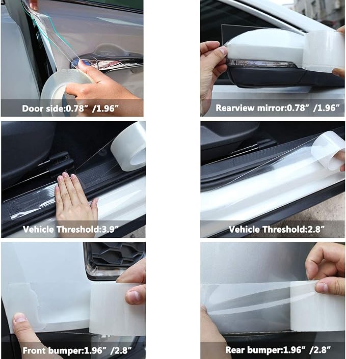 Anti-Scratch Anti-Collision Adhesive Strip Car Door Edge Guard Protector Strip Car Door Scuff Plate Protectors Transparent Invisible Tape for Rear Bumper/Door(66Ft x 0.8In)