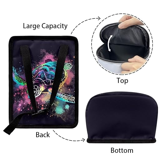 Paint Splatter Turtle Print Car Trash Can with Lid, Leak Proof Auto Trash Bag Hanging Vehicle Garbage Can Multipurpose Storage Container for Back Seat Road Trip