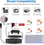 Type C USB Port Dash Cam Hardwire Kit for 24H Parking Monitor/Time-Lapse Recording Converts 12V-24V to 5V/2.5A Car Dash Camera Charger 320cm Cable Kit, Low Voltage Protection