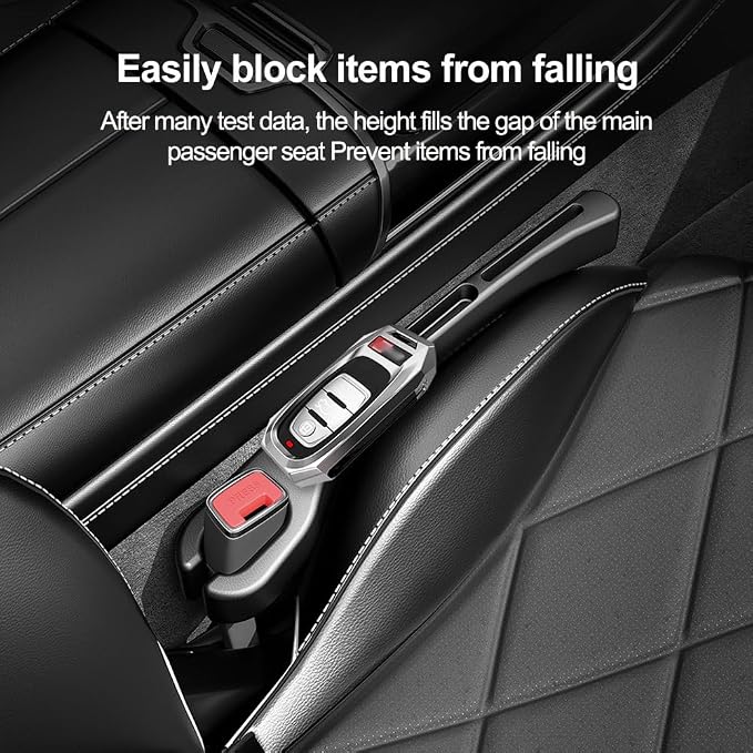 2PCS Car Seat Gap Filler Organizer with Phone Holder,[Upgrade Version] Car Seat Gap Organizer for Prevent Falling,Essential Car Accessories Car Side Seat Gap Filler (Red)