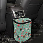 Horse Flower Print Car Trash Can with Lid, Leak Proof Auto Trash Bag Hanging Vehicle Garbage Can Multipurpose Storage Container for Back Seat Road Trip