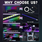 Dreamcolor Acrylic Interior Car Lights, Car Accessories 6 in 1 Car LED Strip Lights with APP Control and 213 Modes, 175 inches 593 LEDs Fiber Optic Lights, RGB Neon Light Kits
