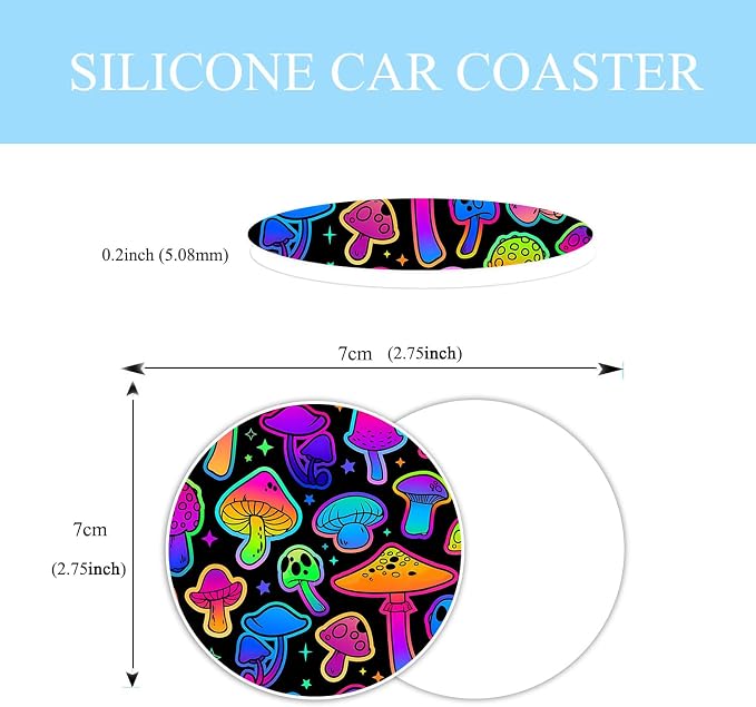 Mushroom Steering Wheel Cover Anti-Slip Universal for 14.5-15 Inch Car Steering Wheel Cover with 2 Pieces Car Coasters Suitable for Men Women