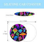 Mushroom Steering Wheel Cover Anti-Slip Universal for 14.5-15 Inch Car Steering Wheel Cover with 2 Pieces Car Coasters Suitable for Men Women