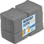 Chamois Cloth, Microfiber Cleaning Cloth 50 Pack, Borderless Towels Cleaning, Car Microfiber Towel, Drying Car Wash Towels (11.5" x 11.5", Grey)