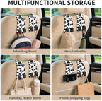 Cute Black Cat Car Seat Back Storage Headrest Hooks for Purses & Bags – 2PCS PU Leather Dual Metal Hooks, Backseat Organizer Accessories