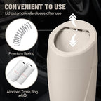 Car Trash Can Bin with Lid - Car Garbage Can Cup Holder - Light Beige Mini Leakproof Vehicle Garbage Bin with 20pcs Trash Bags-Automotive Organizers and Storage for Front Back Seat Accessories