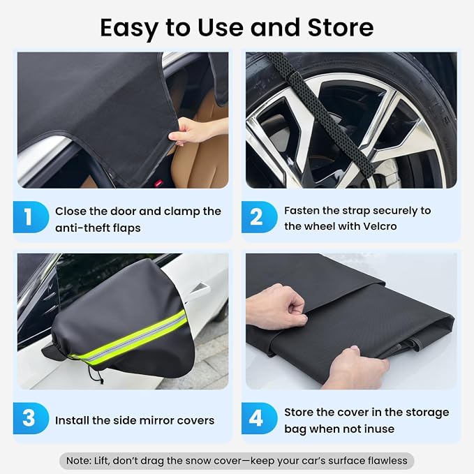 Upgraded Car Windshield Cover for Ice & Snow [All-Weather Protection] Magnetic Fit Weatherproof Frost Cover, Car Winter Accessories, Fit for SUVs, Small Trucks, Sedans
