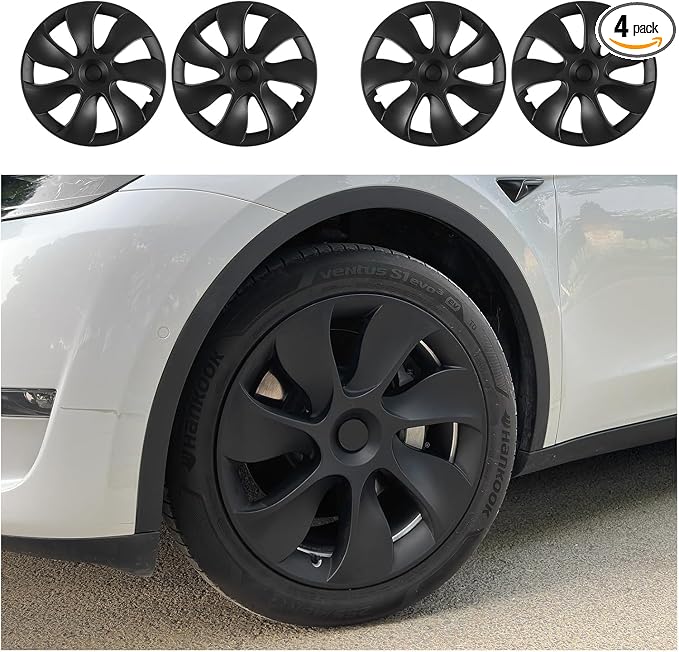 Wheel Cover for Tesla Model Y 4PCS Hubcaps for Tesla Wheel Cover Model Y(2020-2024) 19inch Rim Full Cover Hubcaps Accessories (Cyclon Style, 19 inch)