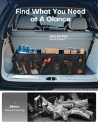 Trunk Organizer for Car - Car Organizer, Foldable Trunk organizer for SUVs & Sedans, Sturdy Organization for Car Accessories, Tools, Sundries, Black, 3 Compartments, 31.9"×12.6"×10.6"
