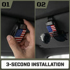 2 Pack Sunglasses Holder for Car, One-Handed-Operation Visor Sunglass Holder Clip, Easy Access Storage for Driving,Universal Fits (Black-US Logo)