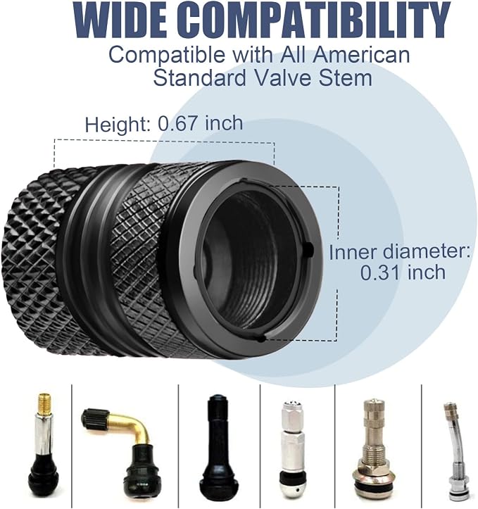 Tire Valve Stem Caps for Car American Flag Tires Air Caps Cover 8 Pack Corrosion Resistant Premium Alloy Universal for SUV Truck Motorcycle Bike Black