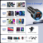 Car Charger USB C Fast Charge, 2 Pack 65W 4-Port Dual 12V USB-C & USB-A Car Phone Charger Super Fast Charging Cigarette Lighter Adapter for Samsung S26/S25/S24/S23, Pixel, Android +60W Type C Cable