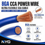 8 Gauge Amp Wiring Kit for Car Audio Systems, Subwoofers, Speakers and Amps | Complete 8 Gauge Amp Kit with 17 ft Power Wire, 3 ft Ground Wire, 17 ft OFC RCA Cable, Fuse Holder and ANL Fuse