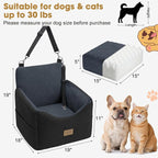 Dog Car Seats for Small Medium Dogs Under 35lbs, Dog Booster Seat with Detachable Washable Cover and Cushion, Memory Foam Pet Car Seat with Safety Belt and Storage Pockets (DG)