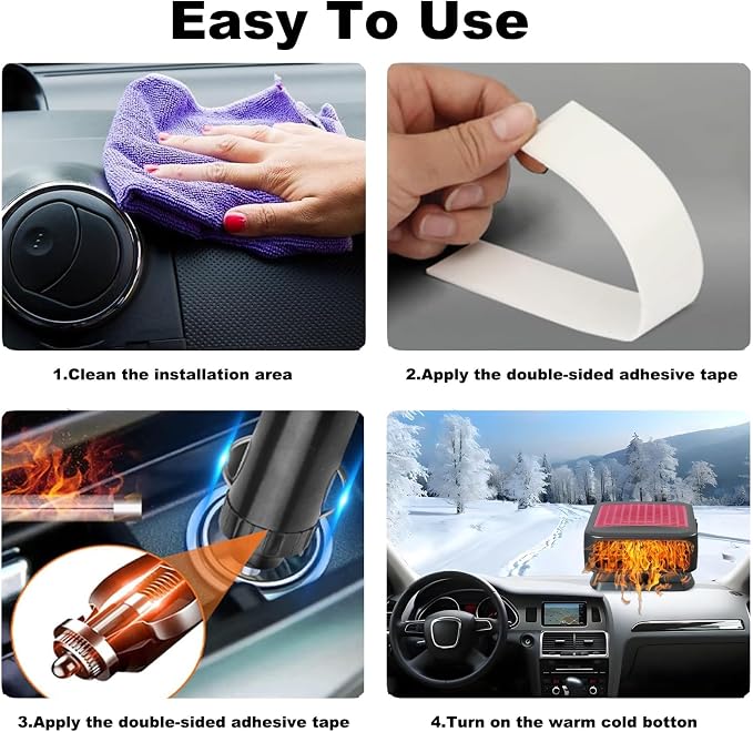 Car Heater, 12V 200W Windshield Defroster Portable Car Heater that Plugs into Cigarette Lighter, 360° Rotatable Car Heaters for Vehicle,SUV,RV,Jeeps (Red)