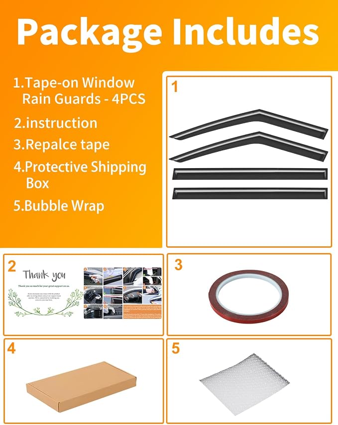 Extra-Thick Window Rain Guard for Hyundai Santa Fe 2024 2025 2026 Rain Guards Side Window Visors Tape-on Vent Visor Window Deflectors Vent Shades