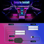 Car LED Lights Interior, RGB Interior Car Lights with App Control and Music Sync, USB Under Dash LED Lights for Jeeps Trucks SUVs, DC 5V