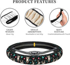 Cute Sloth Steering Wheel Cover Anti-Slip and Practical 14.5-15 Inch Universal Car Steering Wheel Cover with 2 Pieces Car Coasters Suitable for Men Women